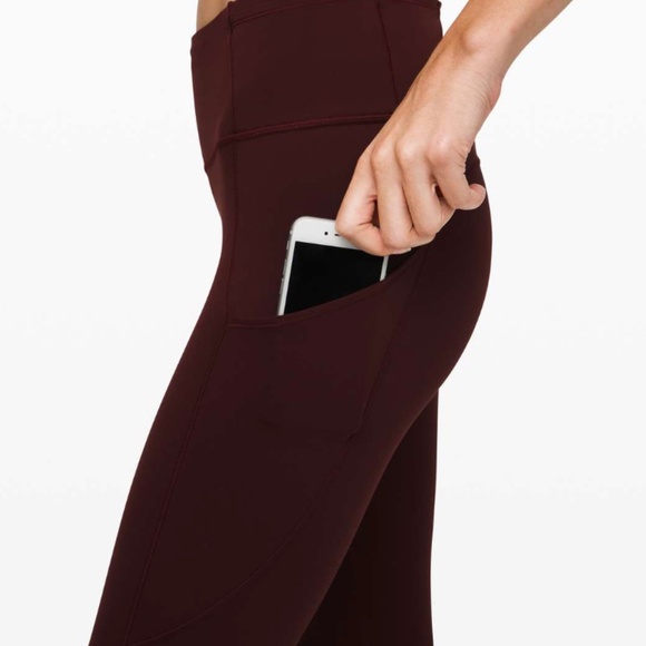 Lululemon Fast and Free High-Rise Tight 28" *Non-Reflective Brushed Nulux Garnet - Picture 3 of 8